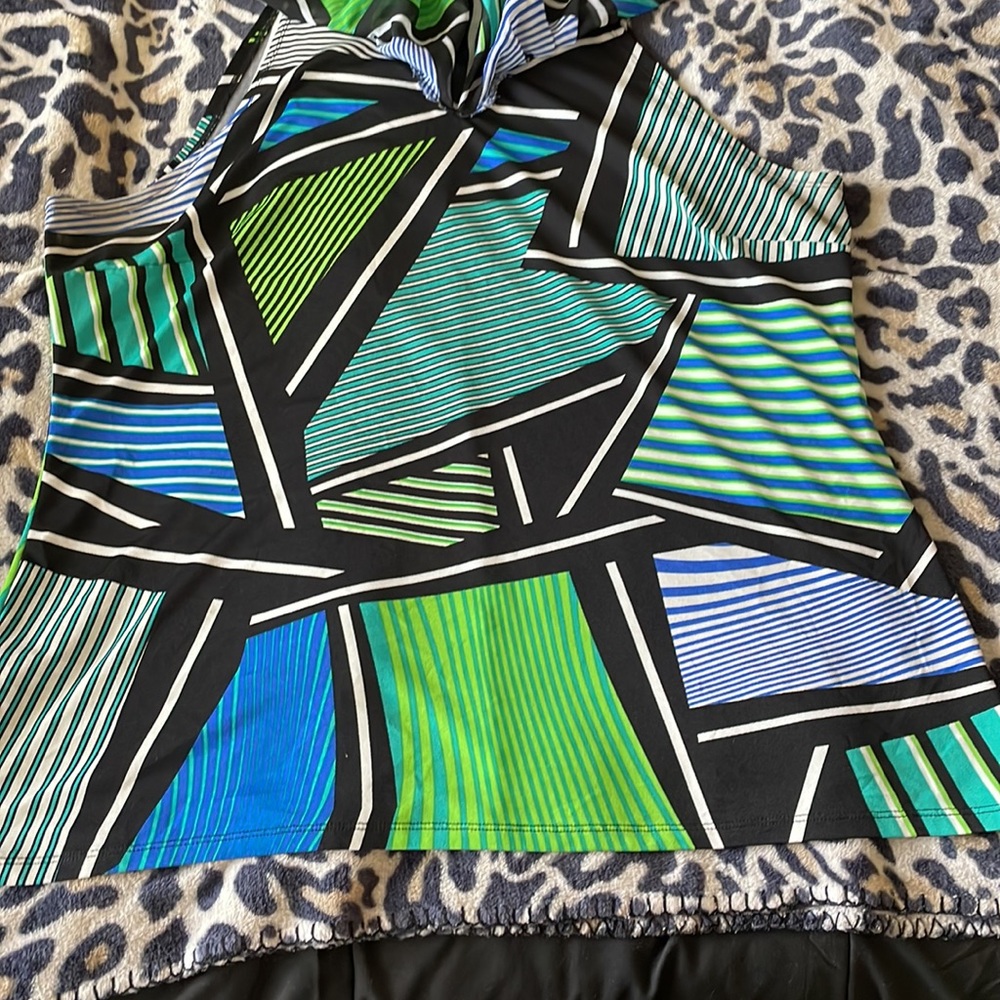 Sophie Multi Watercolor Stripe Double Layer Swing Cami - Picture 4 of 5